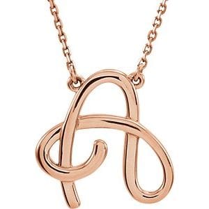 14K ROSE SCRIPT INITIAL A 16" NECKLACE