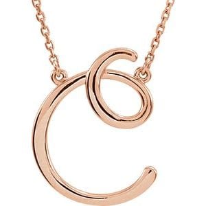 14K ROSE SCRIPT INITIAL C 16" NECKLACE