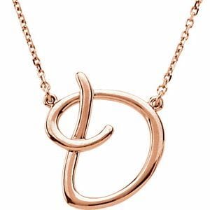 14K ROSE SCRIPT INITIAL D 16" NECKLACE