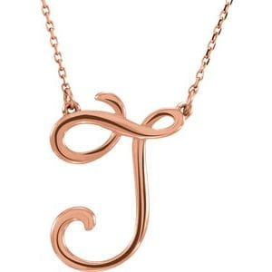14K ROSE SCRIPT INITIAL J 16" NECKLACE
