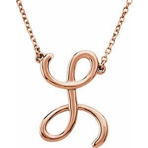 14K ROSE SCRIPT INITIAL K 16" NECKLACE