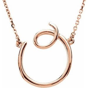 14K ROSE SCRIPT INITIAL O 16" NECKLACE