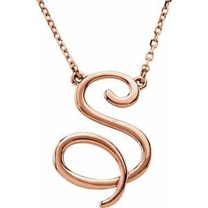 14K ROSE SCRIPT INITIAL S 16" NECKLACE
