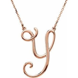 14K ROSE SCRIPT INITIAL Y 16" NECKLACE
