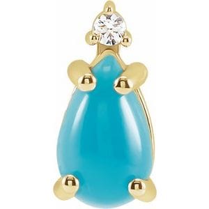 Settings 14K Yellow 9x6 mm Pear 4-Prong Accented Cabochon Earring Setting