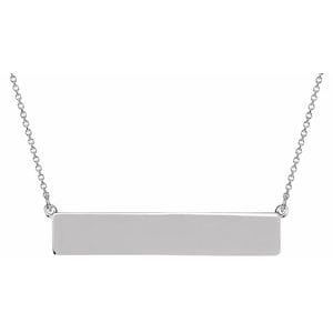 14K WHITE BE POSH���� ENGRAVABLE BAR 17 1/2" NECKLACE