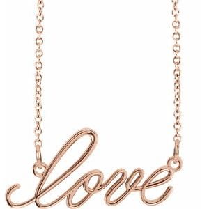 14K ROSE LOVE 16 1/2" NECKLACE