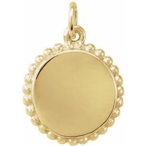 18K YELLOW VERMEIL ENGRAVABLE BEADED DISC PENDANT