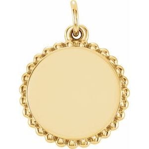 14K YELLOW ENGRAVABLE BEADED PENDANT