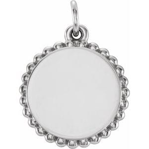 PLATINUM ENGRAVABLE BEADED PENDANT