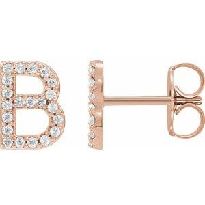 14K ROSE .08 CTW NATURAL DIAMOND INITIAL B EARRING