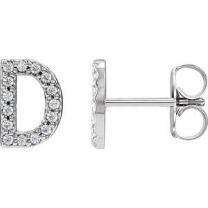 PLATINUM .06 CTW NATURAL DIAMOND INITIAL D EARRING