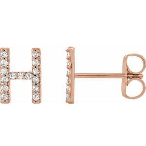 14K ROSE .05 CTW NATURAL DIAMOND INITIAL H EARRING