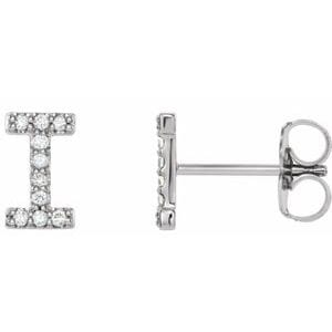 PLATINUM .04 CTW NATURAL DIAMOND INITIAL I EARRING