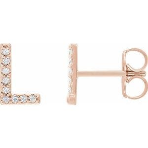 14K ROSE .04 CTW NATURAL DIAMOND INITIAL L EARRING