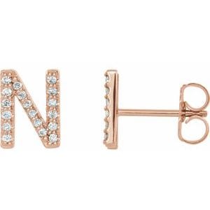 14K ROSE .06 CTW NATURAL DIAMOND INITIAL N EARRING