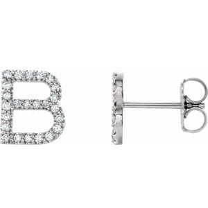 PLATINUM 1/5 CTW NATURAL DIAMOND INITIAL B EARRINGS