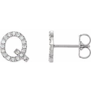 PLATINUM .07 CTW NATURAL DIAMOND INITIAL Q EARRING