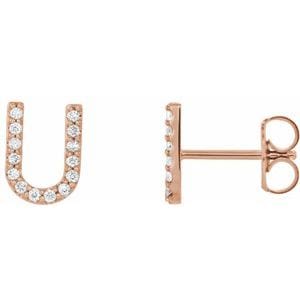 14K ROSE .05 CTW NATURAL DIAMOND INITIAL U EARRING