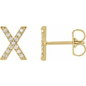 14K YELLOW .05 CTW NATURAL DIAMOND INITIAL X EARRING
