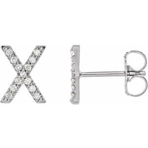 PLATINUM .05 CTW NATURAL DIAMOND INITIAL X EARRING