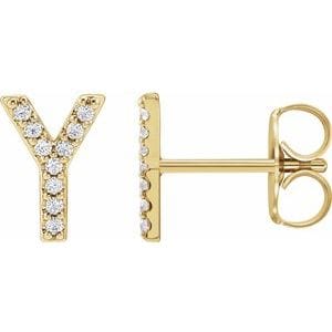 14K YELLOW .04 CTW NATURAL DIAMOND INITIAL Y EARRING