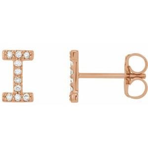 14K ROSE .08 CTW NATURAL DIAMOND INITIAL I EARRINGS