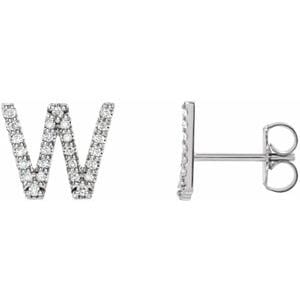 PLATINUM 1/6 CTW NATURAL DIAMOND INITIAL W EARRINGS