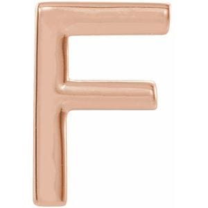 14K ROSE SINGLE INITIAL F EARRING