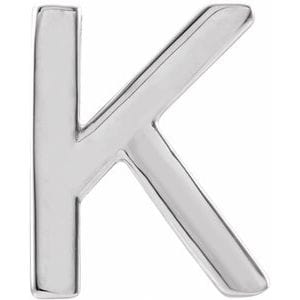 PLATINUM SINGLE INITIAL K EARRING