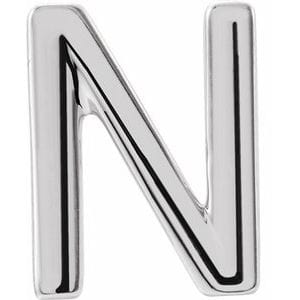 PLATINUM SINGLE INITIAL N EARRING