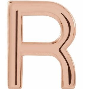 14K ROSE SINGLE INITIAL R EARRING