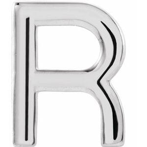 PLATINUM SINGLE INITIAL R EARRING