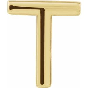 14K YELLOW SINGLE INITIAL T EARRING