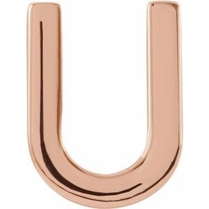 14K ROSE SINGLE INITIAL U EARRING
