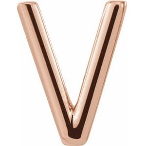 14K ROSE SINGLE INITIAL V EARRING