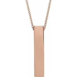 14K ROSE ENGRAVABLE SCULPTURAL BAR 16-18" NECKLACE