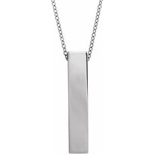 14K WHITE ENGRAVABLE SCULPTURAL BAR 24" NECKLACE