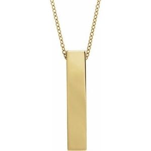 14K YELLOW ENGRAVABLE SCULPTURAL BAR 24" NECKLACE