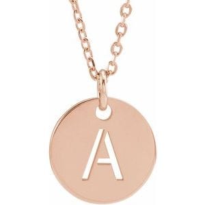 14K ROSE INITIAL A 16-18" NECKLACE