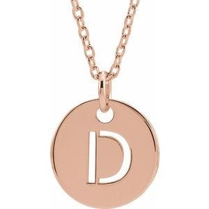 14K ROSE INITIAL D 16-18" NECKLACE