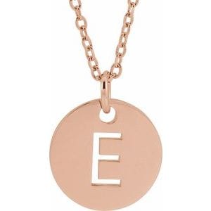 14K ROSE INITIAL E 16-18" NECKLACE