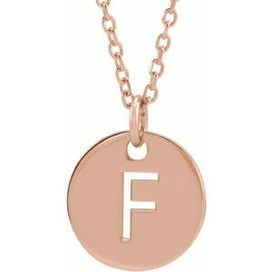 14K ROSE INITIAL F 16-18" NECKLACE