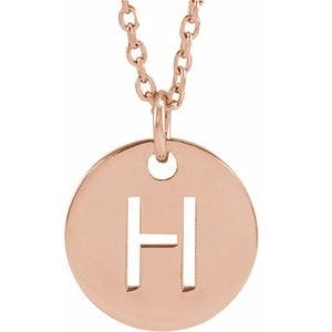 14K ROSE INITIAL H 16-18" NECKLACE