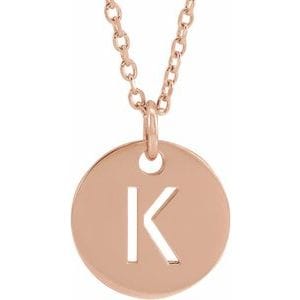 14K ROSE INITIAL K 16-18" NECKLACE