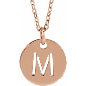 14K ROSE INITIAL M 16-18" NECKLACE