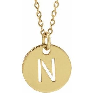 14K YELLOW INITIAL N 16-18" NECKLACE