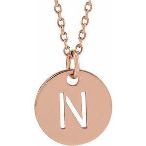 14K ROSE INITIAL N 16-18" NECKLACE