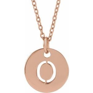 14K ROSE INITIAL O 16-18" NECKLACE