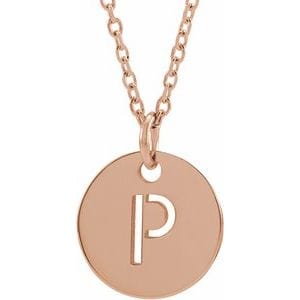 14K ROSE INITIAL P 16-18" NECKLACE